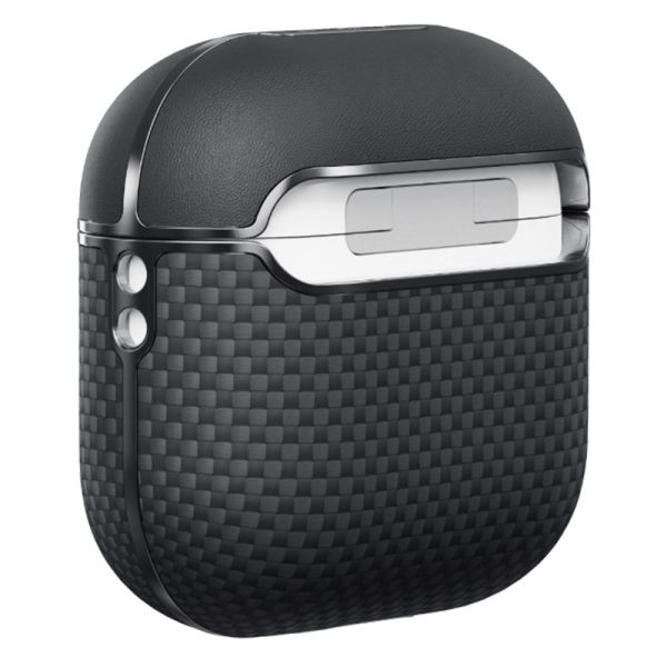 Карбоновий тонкий чохол Pitaka Aramid Fiber Magnetic Case Black/Gray для AirPods 4 (2024) (APM2404)