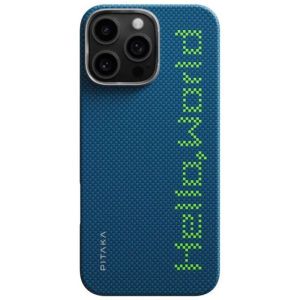 Карбоновий тонкий чохол, що світиться Pitaka x Aries Tactile Woven Case Hello World для iPhone 16 Pro (KI1602HWT)