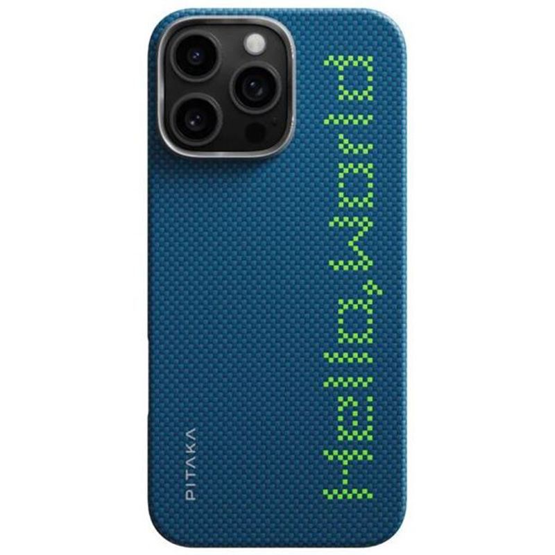 Карбоновий тонкий чохол, що світиться Pitaka x Aries Tactile Woven Case Hello World для iPhone 16 Pro (KI1602HWT)
