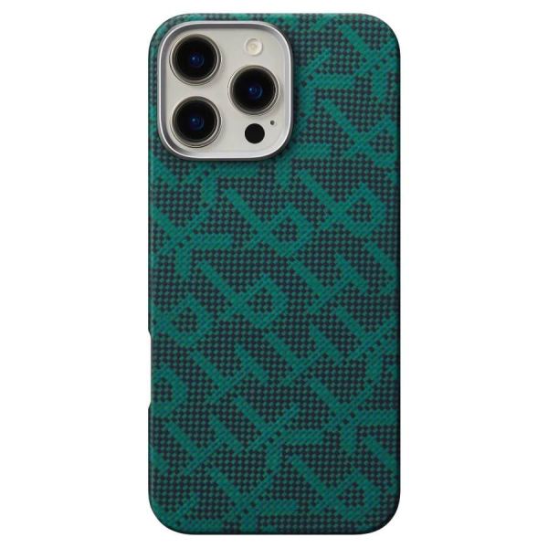 Карбоновий тонкий чохол Pitaka Monogram Dark Green для iPhone 16 Pro