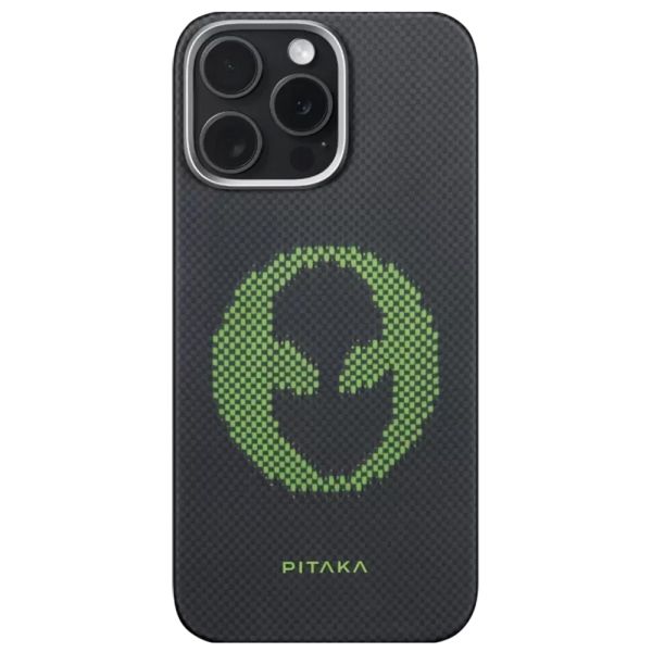 Карбоновий тонкий чохол, що світиться Pitaka x Aries Tactile Woven Case Alien для iPhone 16 Pro Max (KI1601ALP)