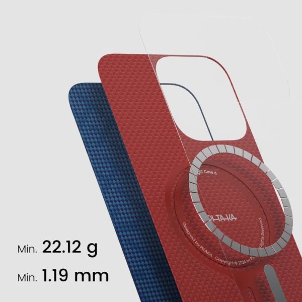 Карбоновий тонкий чохол Pitaka Tactile Woven Case PTK Classic Monogram Dark Blue для iPhone 16 Pro (KI1603PTK)