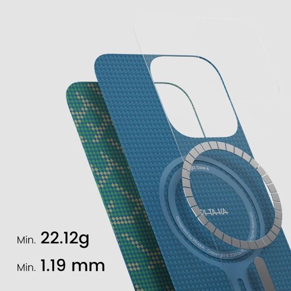 Карбоновий тонкий чохол Pitaka Tactile Woven Case PTK Classic Monogram Gold Green для iPhone 16 Pro (KI1601PTK)