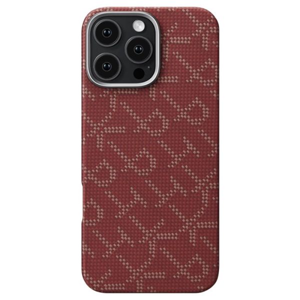 Карбоновий тонкий чохол Pitaka Tactile Woven Case PTK Classic Monogram Gold Red для iPhone 16 Pro (KI1602PTK)