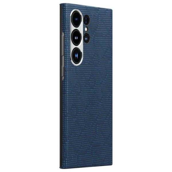 Карбоновий тонкий чохол Pitaka Monogram Dark Blue для Samsung Galaxy S24 Ultra